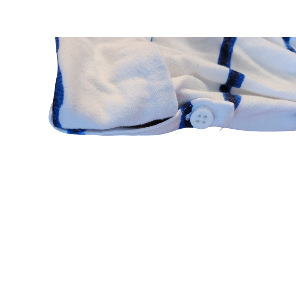 T by Talbots Women XL White Blue Striped UPF 50+ Bamboo V-Neck Long Sleeve Top - Picture 5 of 8